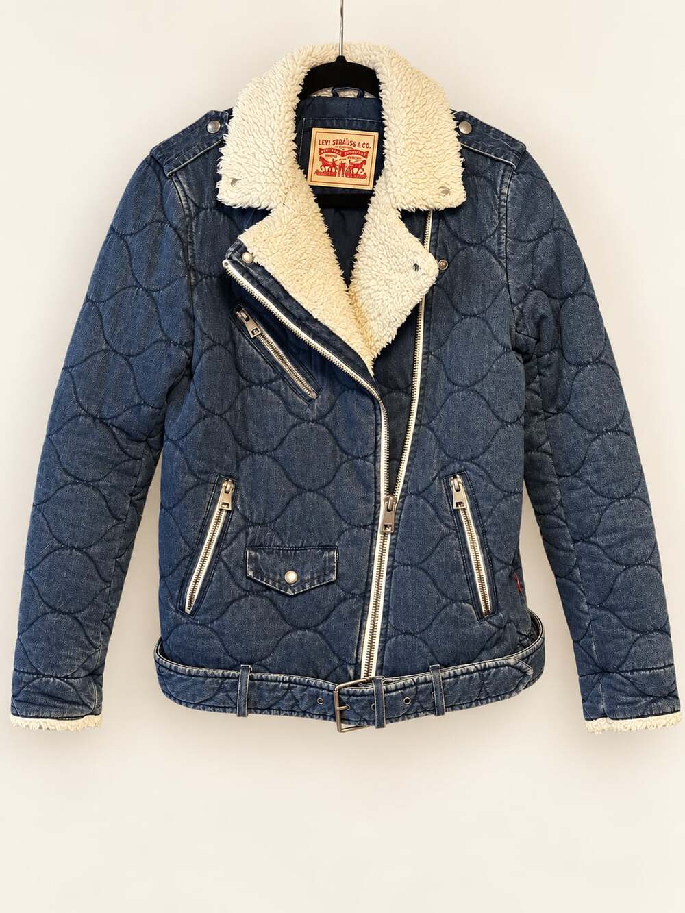 Levi's Quilted Sherpa Moto Jacket Blue Denim
